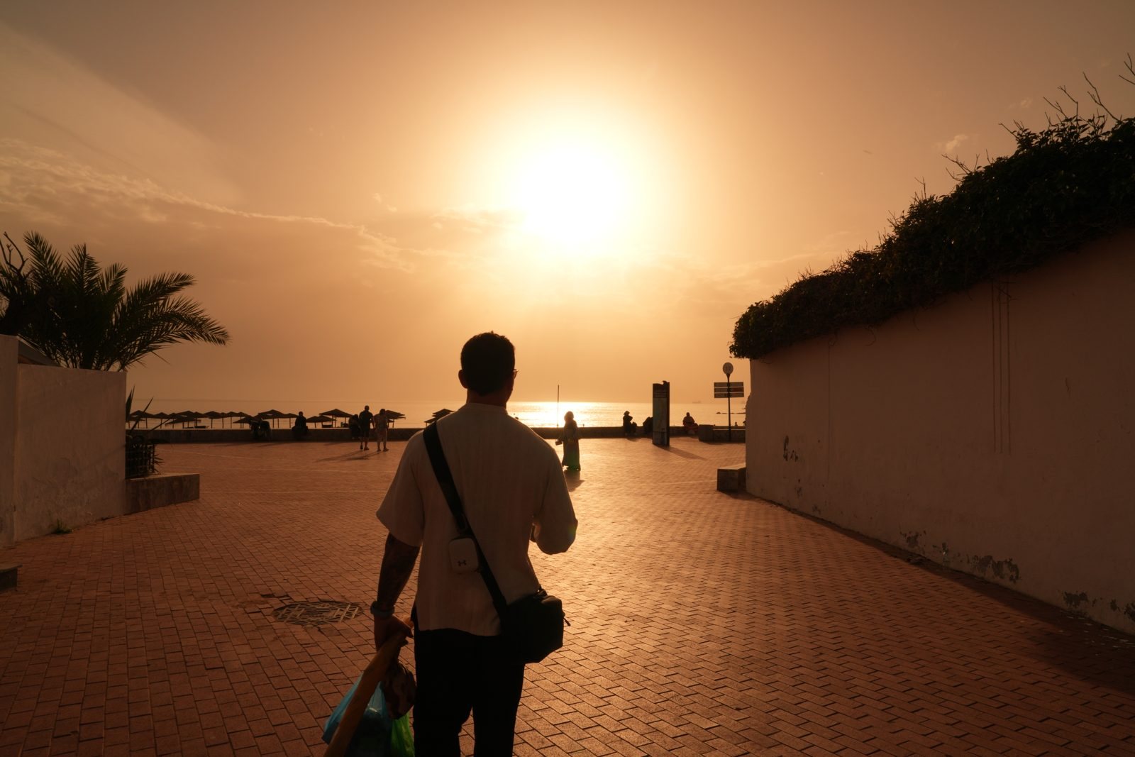 sunset on the Agadir promenade